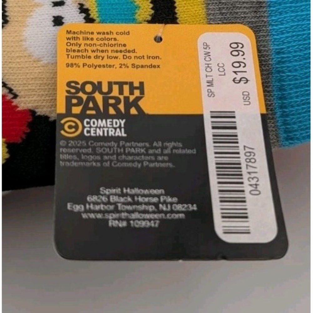South Park 5 Pair Crew Socks Men's Shoe Size 6.5-12 Sock Size 10-13 Novelty NEW - Picture 4 of 6